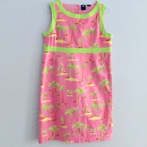 Womens Pink Tropical Palm Trees Sleeveless Shift Dress Size 8/10 LaVie Boheme